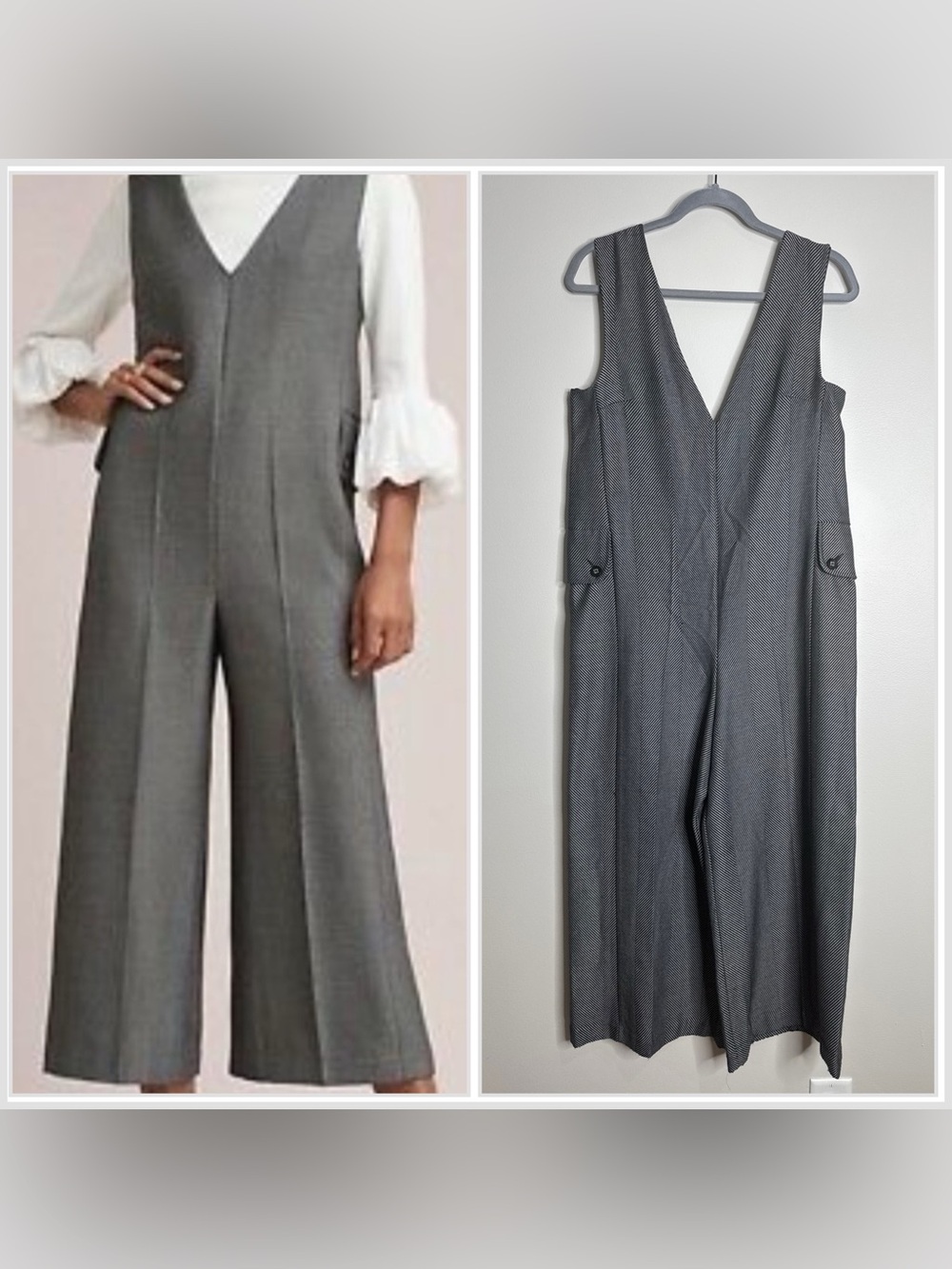 Anthro Cartonnier Oxford Houndstooth Tailored Jumpsuit‎ Black White Size Small